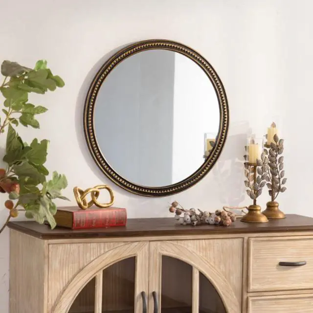 Main image of Round Decorative Wall Mirror, Vintage Gold Beaded Frame, for Living Room/Bedroom/Bathroom Home Decor