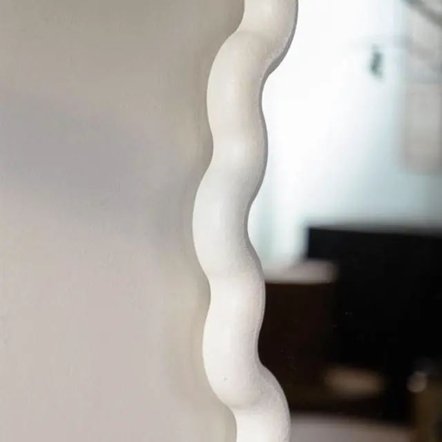 Alt view image 3 of 7 - White Scalloped Round Wall Mirror, Wavy Frame for Living Room/Bedroom/Bathroom Decor