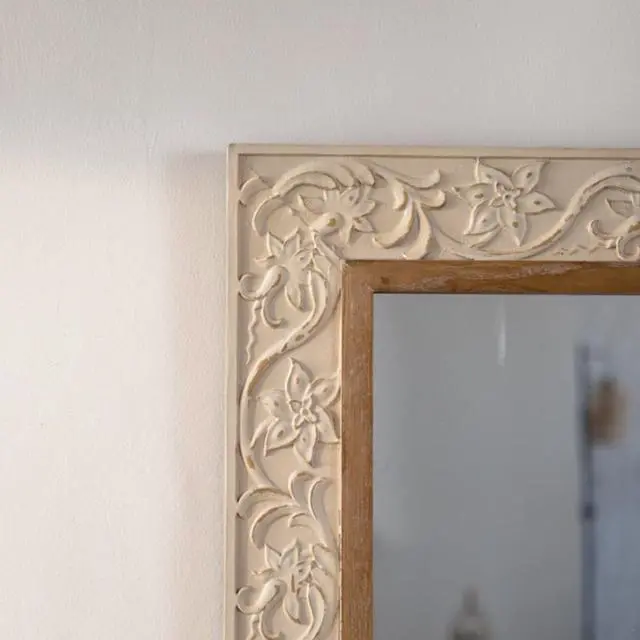 Alt view image 5 of 7 - Vintage Carved Pattern Rectangular Wall Mirror, Ornate Frame for Living Room/Bedroom Retro Decor