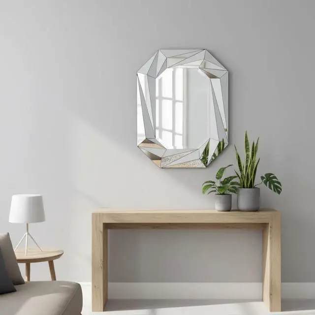 Alt view image 5 of 7 - Diamond Shaped Large Wall Mirror for Decor Elegant Living Room, Modern Beveled Edge Frameless Accent Mirror for Entryway, Dining Room, Bathroom