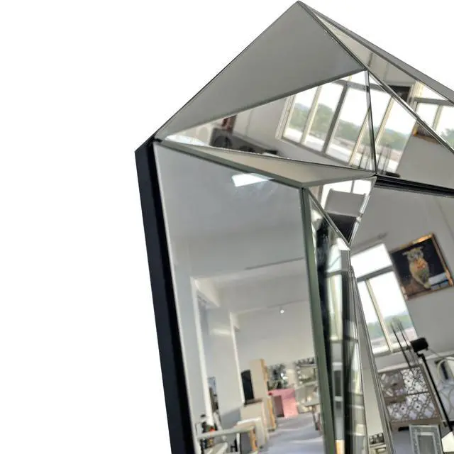 Alt view image 7 of 7 - Diamond Shaped Large Wall Mirror for Decor Elegant Living Room, Modern Beveled Edge Frameless Accent Mirror for Entryway, Dining Room, Bathroom