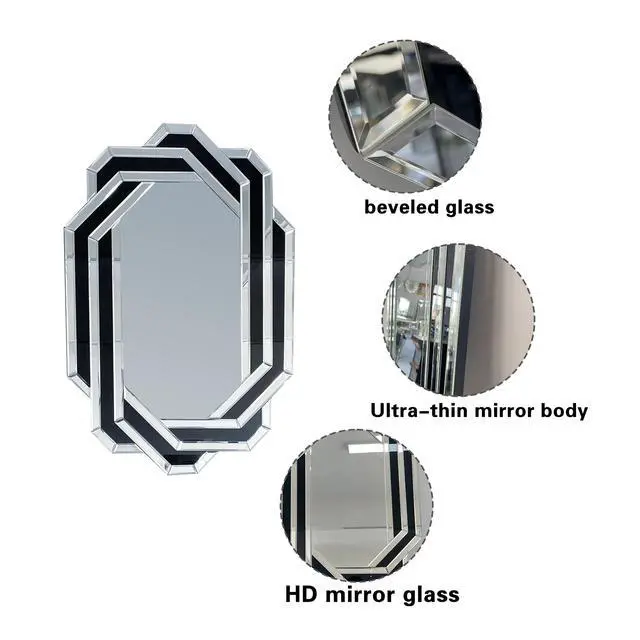 Alt view image 7 of 7 - Decorative Mirror for Wall Modern Bathroom Wall Mirror, Luxury Vanity Mirror, Crystal Crush Diamond Mirror for Living Room,Bedroom,Entryway