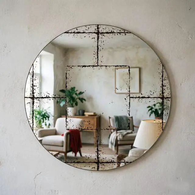 Main image of Round wall-mounted mirror Versatile Home Decor Ideal for bedrooms, living rooms, dining rooms, fireplaces, foyers, and more