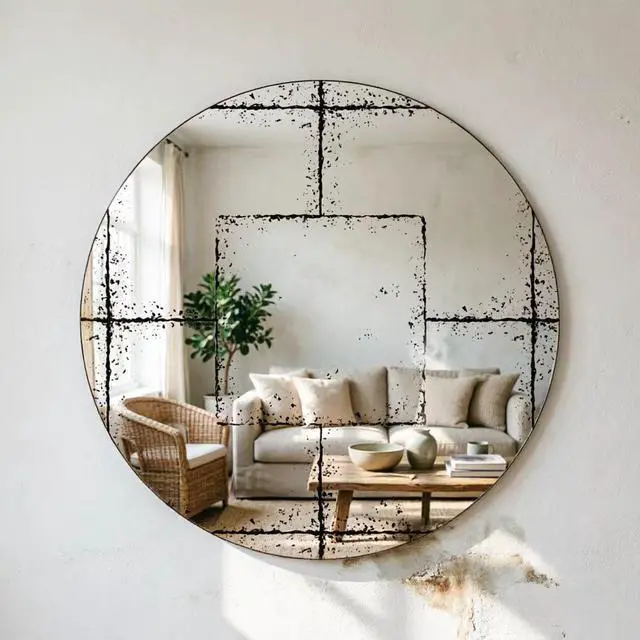 Alt view image 2 of 7 - Round wall-mounted mirror Versatile Home Decor Ideal for bedrooms, living rooms, dining rooms, fireplaces, foyers, and more