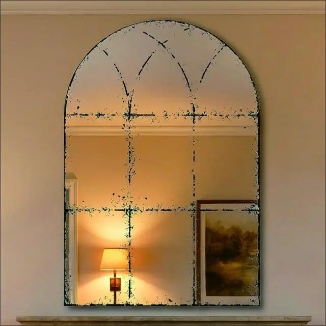 Alt view image 4 of 7 - Semicircular wall-mounted mirror Versatile Home Decor Ideal for bedrooms, living rooms, dining rooms, fireplaces, foyers, and more