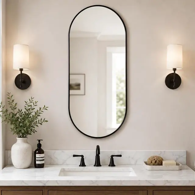 Main image of BLACK PVC frame mirror 16X36 INCH