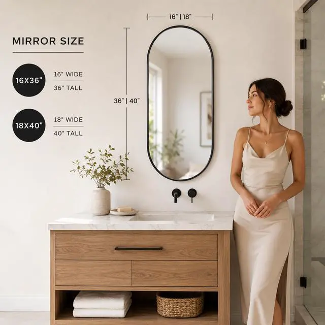 Alt view image 6 of 6 - BLACK PVC frame mirror 16X36 INCH