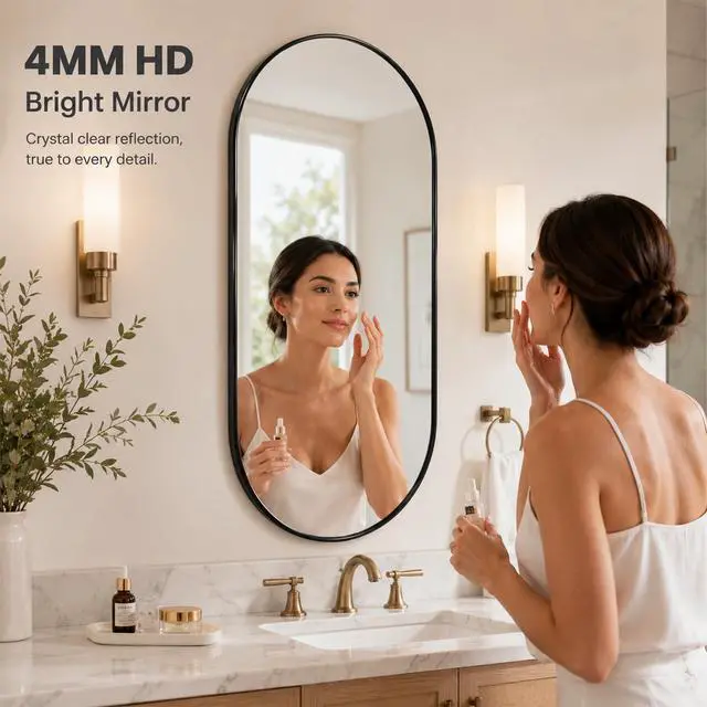 Alt view image 2 of 6 - BLACK PVC frame mirror 16X36 INCH