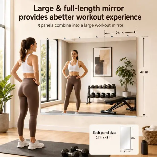 Alt view image 3 of 7 - GYM MIRROR 24X48 INCH -3pcs