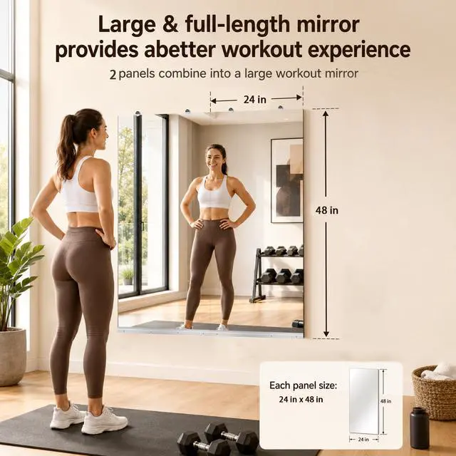 Alt view image 7 of 7 - GYM MIRROR 24X48 INCH -2pcs