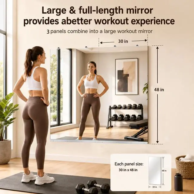Alt view image 7 of 7 - GYM MIRROR 30X48 INCH -2pcs