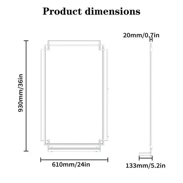 Alt view image 4 of 7 - 24*36 Ines Modern Vanity Mirror with Multi-functional Shelf, Large bathroom Mirror, Black Frame Decoration Mirror, Suitable for Bathroom, Living Room, Bedroom