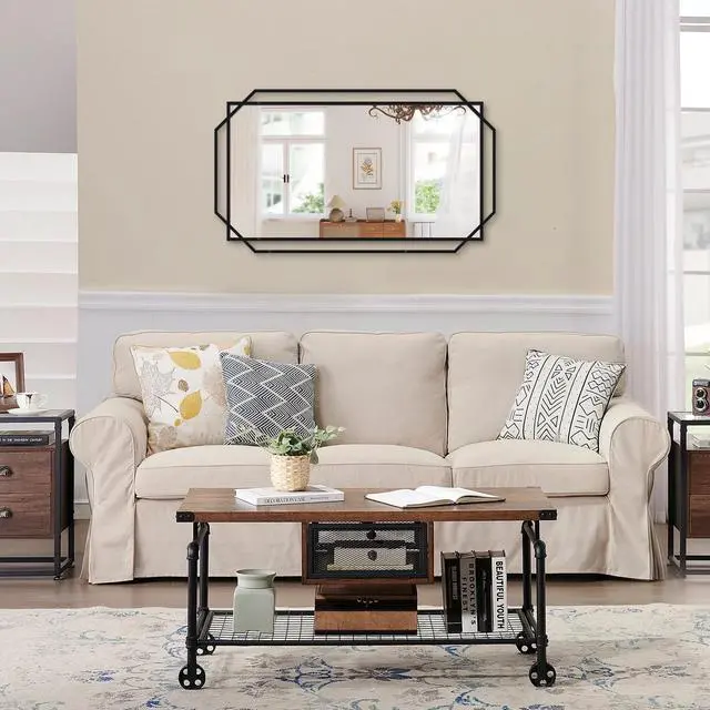 Alt view image 3 of 7 - 21*36 Ines Modern Vanity Mirror with Multi-functional Shelf, Large bathroom Mirror, Black Frame Decoration Mirror, Suitable for Bathroom, Living Room, Bedroom