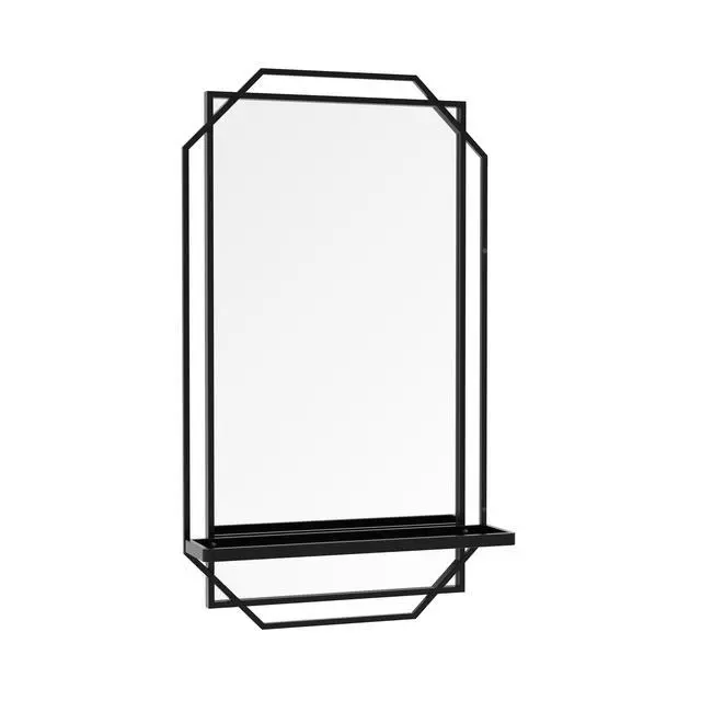 Alt view image 7 of 7 - 21*36 Ines Modern Vanity Mirror with Multi-functional Shelf, Large bathroom Mirror, Black Frame Decoration Mirror, Suitable for Bathroom, Living Room, Bedroom