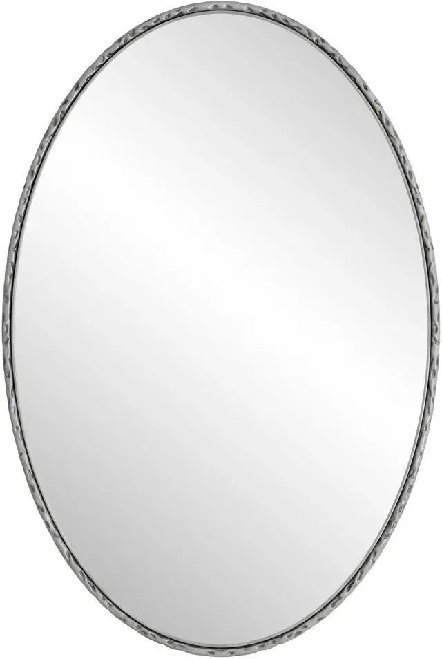 Main image of Iron Art Oval Retro Mirror, Antique Effect, Wall Hanging, Suitable For Bathroom, Bedroom, Living Room (Silver)