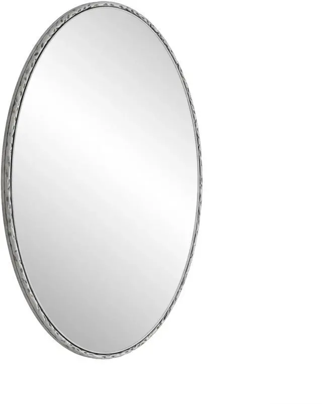Alt view image 6 of 7 - Iron Art Oval Retro Mirror, Antique Effect, Wall Hanging, Suitable For Bathroom, Bedroom, Living Room (Silver)