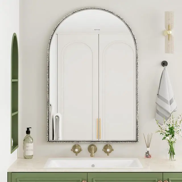Alt view image 5 of 7 - Arched Mirror,Wall Mirror for Bathroom,Vanity Mirror or Wall Decor Arch Mirror for LivingRoom Bedroom Entryway,Silver