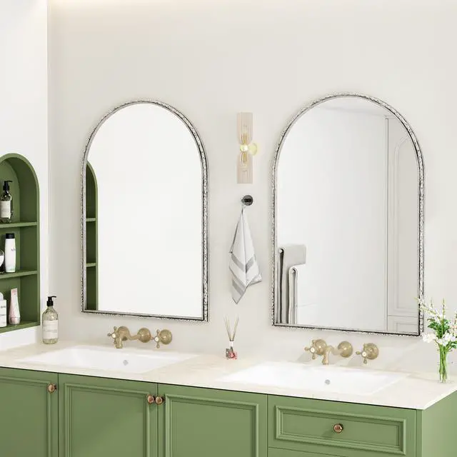 Alt view image 6 of 7 - Arched Mirror,Wall Mirror for Bathroom,Vanity Mirror or Wall Decor Arch Mirror for LivingRoom Bedroom Entryway,Silver