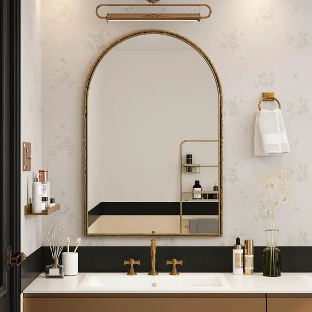 Alt view image 5 of 7 - Arched Mirror,Wall Mirror for Bathroom,Vanity Mirror or Wall Decor Arch Mirror for LivingRoom Bedroom Entryway,Gold