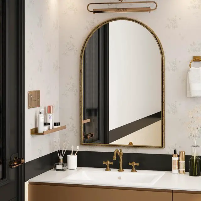 Alt view image 4 of 7 - Arched Mirror,Wall Mirror for Bathroom,Vanity Mirror or Wall Decor Arch Mirror for LivingRoom Bedroom Entryway,Gold