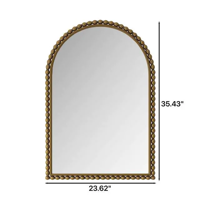 Alt view image 3 of 7 - Iron Art Arch Vintage Vanity Mirror, Wall Hanging, Placed On The Table, Suitable For Living Room, Bedroom, Bathroom (Gold)