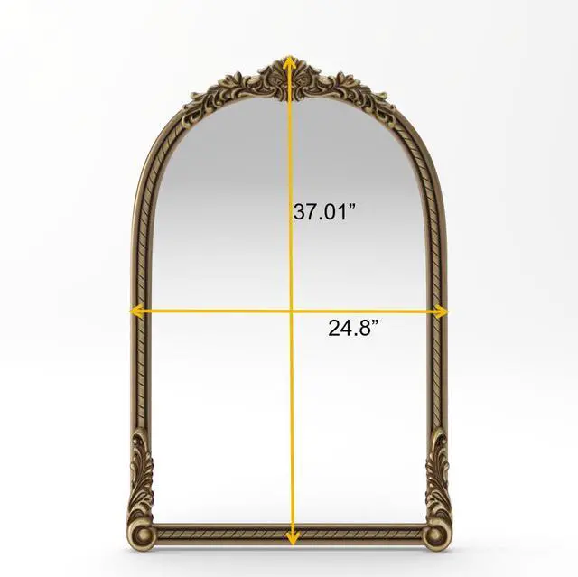 Alt view image 6 of 7 - 37"Arch Vintage Relief Mirror Wall Hanging Elegant Decorative Mirror for Home Decor Retro Beautiful Design,Perfect for Living Room Bedroom and Hallway,vintage gold