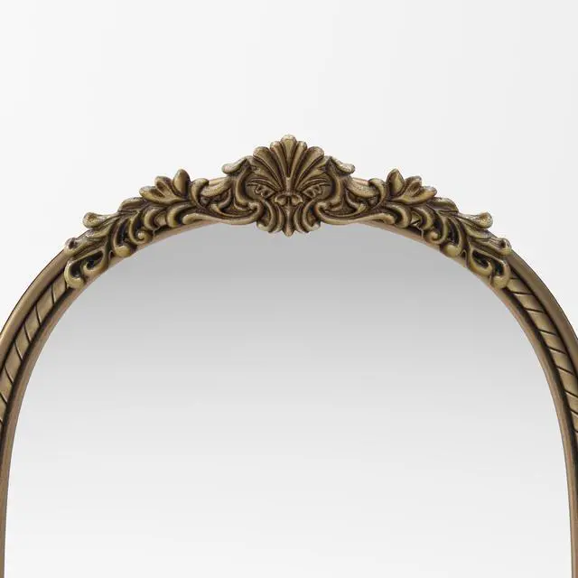 Alt view image 7 of 7 - 37"Arch Vintage Relief Mirror Wall Hanging Elegant Decorative Mirror for Home Decor Retro Beautiful Design,Perfect for Living Room Bedroom and Hallway,vintage gold