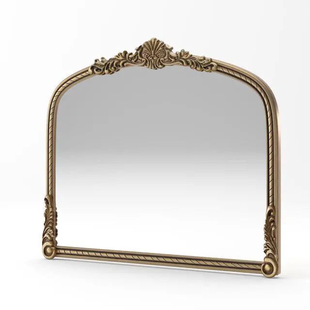 Alt view image 4 of 7 - 36.61" Wide Arch Vintage Relief Mirror Wall Hanging Elegant Decorative Mirror for Home Decor Retro Beautiful Design,Perfect for Living Room Bedroom and Hallway,Vintage gold