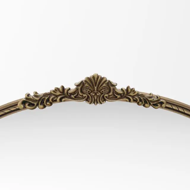 Alt view image 7 of 7 - 36.61" Wide Arch Vintage Relief Mirror Wall Hanging Elegant Decorative Mirror for Home Decor Retro Beautiful Design,Perfect for Living Room Bedroom and Hallway,Vintage gold