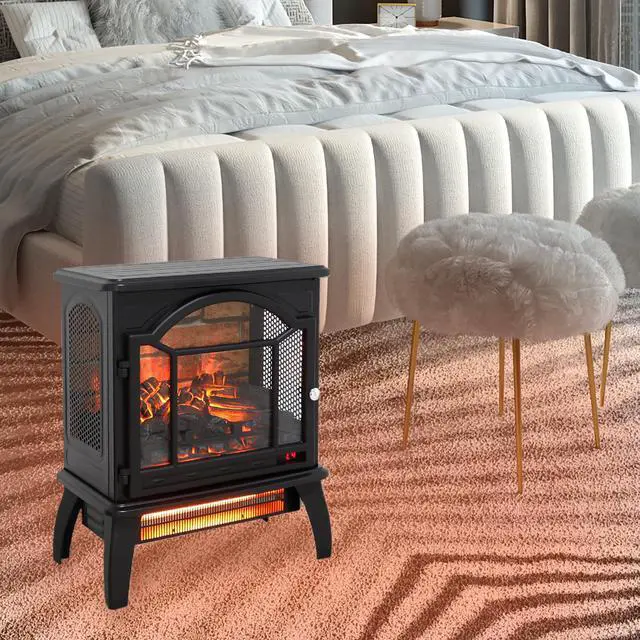 Alt view image 2 of 7 - 18 Inch 3D Flame Electric Infrared Quartz Fireplace Stove With Remote Control