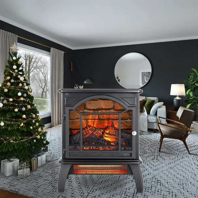Alt view image 5 of 7 - 18 Inch 3D Flame Electric Infrared Quartz Fireplace Stove With Remote Control