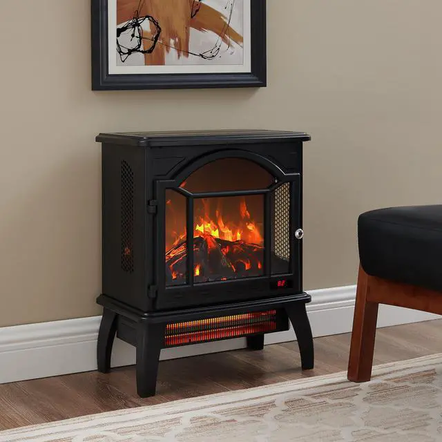 Alt view image 2 of 7 - 18 Inch 3D Flame Electric Infrared Quartz Fireplace Stove With Remote Control