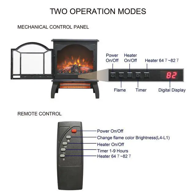 Alt view image 6 of 7 - 18 Inch 3D Flame Electric Infrared Quartz Fireplace Stove With Remote Control
