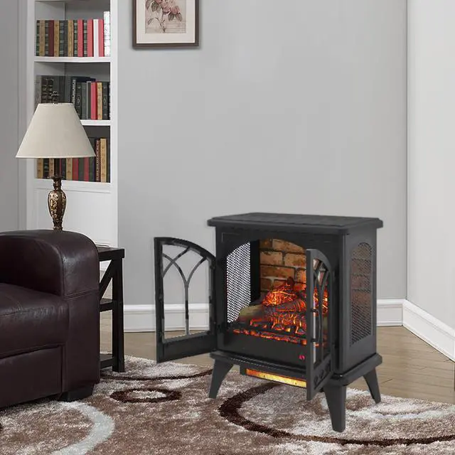 Alt view image 2 of 7 - 24 Inch 3D Flame Electric Infrared Quartz Fireplace Stove With Remote Control