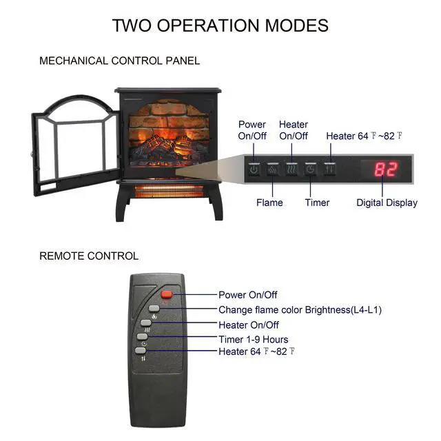 Alt view image 6 of 7 - 18 Inch 3D Flame Electric Infrared Quartz Fireplace Stove With Remote Control