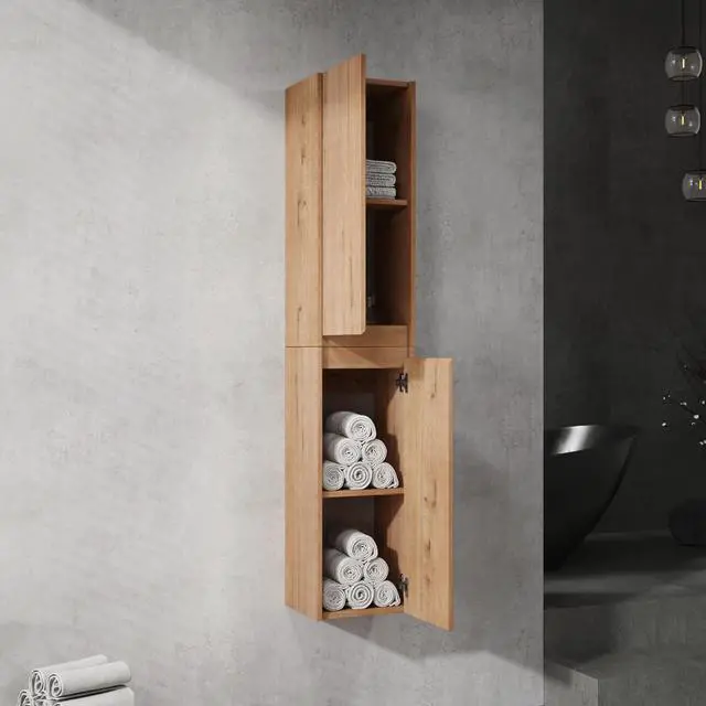 Main image of 12" Bathroom Side Cabinet, 2-Soft Close Doors, Float Mounting Design, 12*2(KD-Packing)
