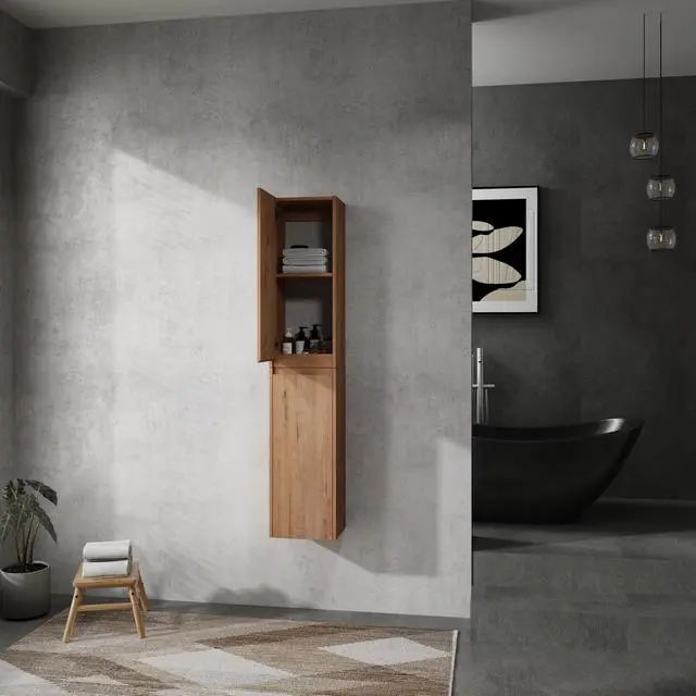 Alt view image 4 of 7 - 12" Bathroom Side Cabinet, 2-Soft Close Doors, Float Mounting Design, 12*2(KD-Packing)