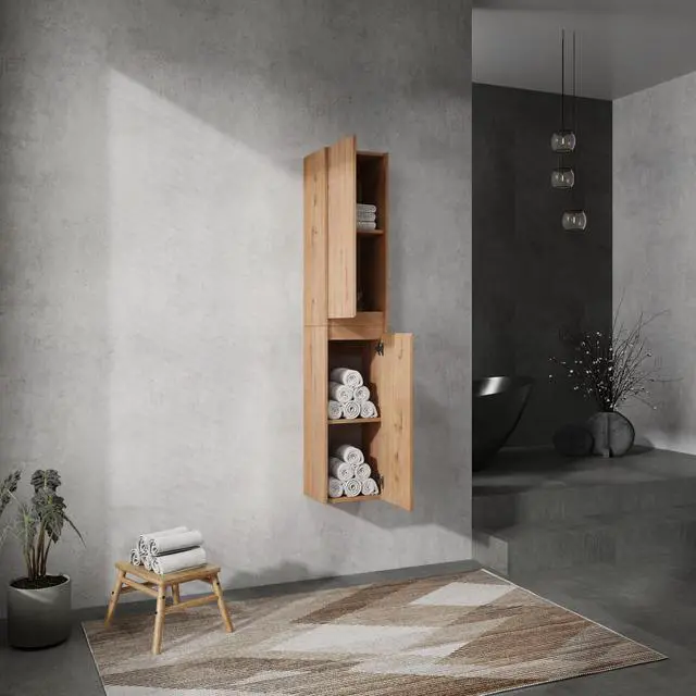 Alt view image 5 of 7 - 12" Bathroom Side Cabinet, 2-Soft Close Doors, Float Mounting Design, 12*2(KD-Packing)