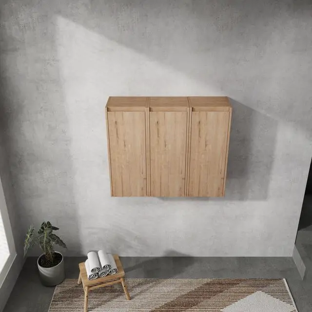 Alt view image 3 of 7 - 36" Bathroom Side Cabinet, 3-Soft Close Doors, Float Mounting Design, 12*3(KD-Packing)