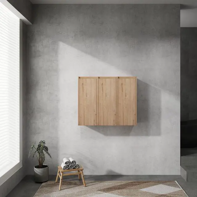 Alt view image 2 of 7 - 36" Bathroom Side Cabinet, 3-Soft Close Doors, Float Mounting Design, 12*3(KD-Packing)