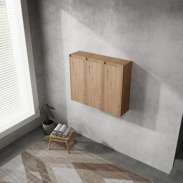 Alt view image 4 of 7 - 36" Bathroom Side Cabinet, 3-Soft Close Doors, Float Mounting Design, 12*3(KD-Packing)
