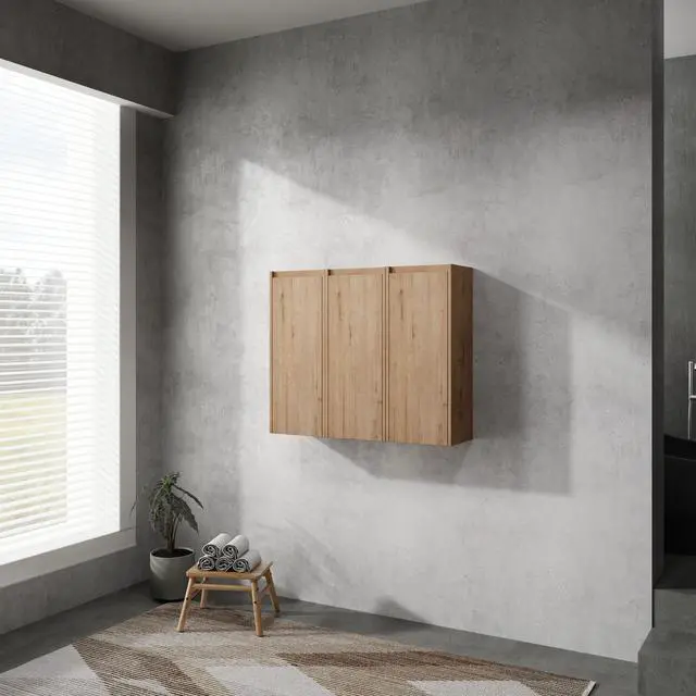 Alt view image 7 of 7 - 36" Bathroom Side Cabinet, 3-Soft Close Doors, Float Mounting Design, 12*3(KD-Packing)