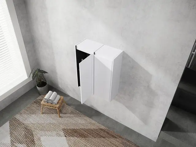 Alt view image 2 of 7 - 12" Bathroom Side Cabinet, 2-Soft Close Doors, Float Mounting Design, 12*2(KD-Packing)