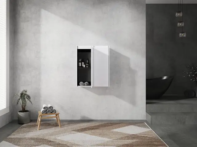 Alt view image 4 of 7 - 12" Bathroom Side Cabinet, 2-Soft Close Doors, Float Mounting Design, 12*2(KD-Packing)