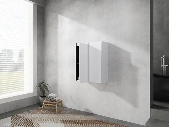 Alt view image 6 of 7 - 12" Bathroom Side Cabinet, 2-Soft Close Doors, Float Mounting Design, 12*2(KD-Packing)
