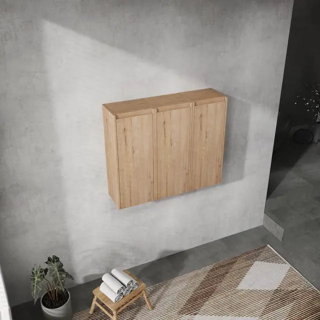 Alt view image 5 of 7 - 36" Bathroom Side Cabinet, 3-Soft Close Doors, Float Mounting Design, 12*3(KD-Packing)