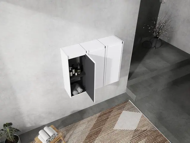 Main image of 12" Bathroom Side Cabinet, 3-Soft Close Doors, Float Mounting Design, 12*3(KD-Packing)