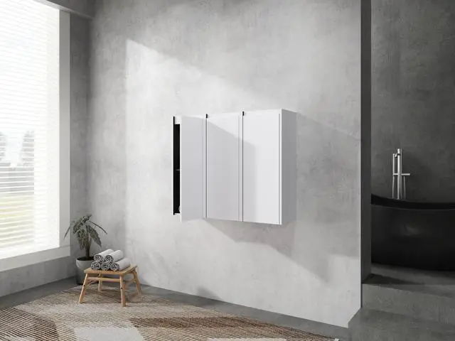 Alt view image 4 of 7 - 12" Bathroom Side Cabinet, 3-Soft Close Doors, Float Mounting Design, 12*3(KD-Packing)