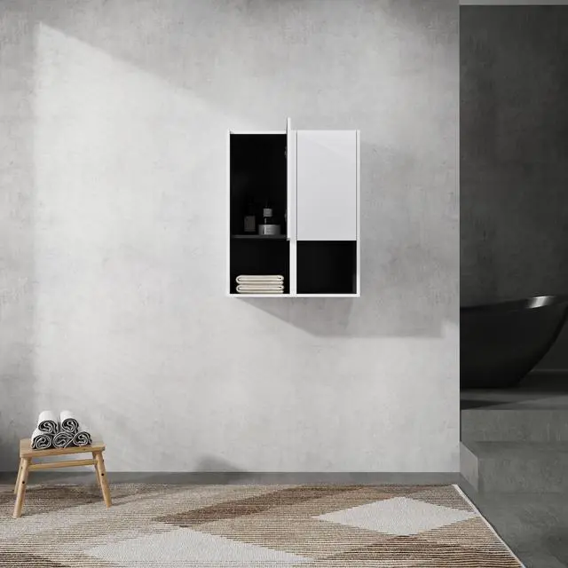 Alt view image 2 of 7 - 12" Bathroom Side Cabinet,2-Soft Close Doors,Float Mounting Design,12*2(KD-Packing)