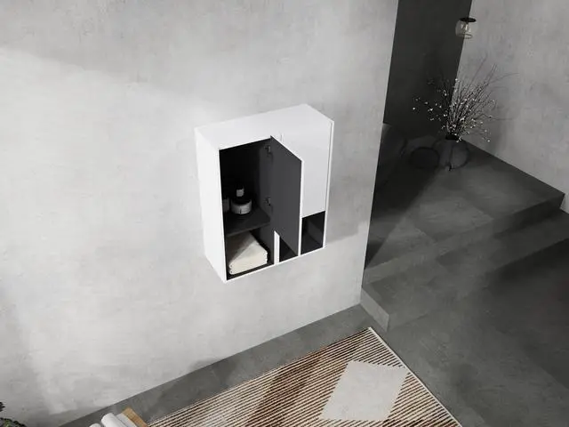Alt view image 3 of 7 - 12" Bathroom Side Cabinet,2-Soft Close Doors,Float Mounting Design,12*2(KD-Packing)
